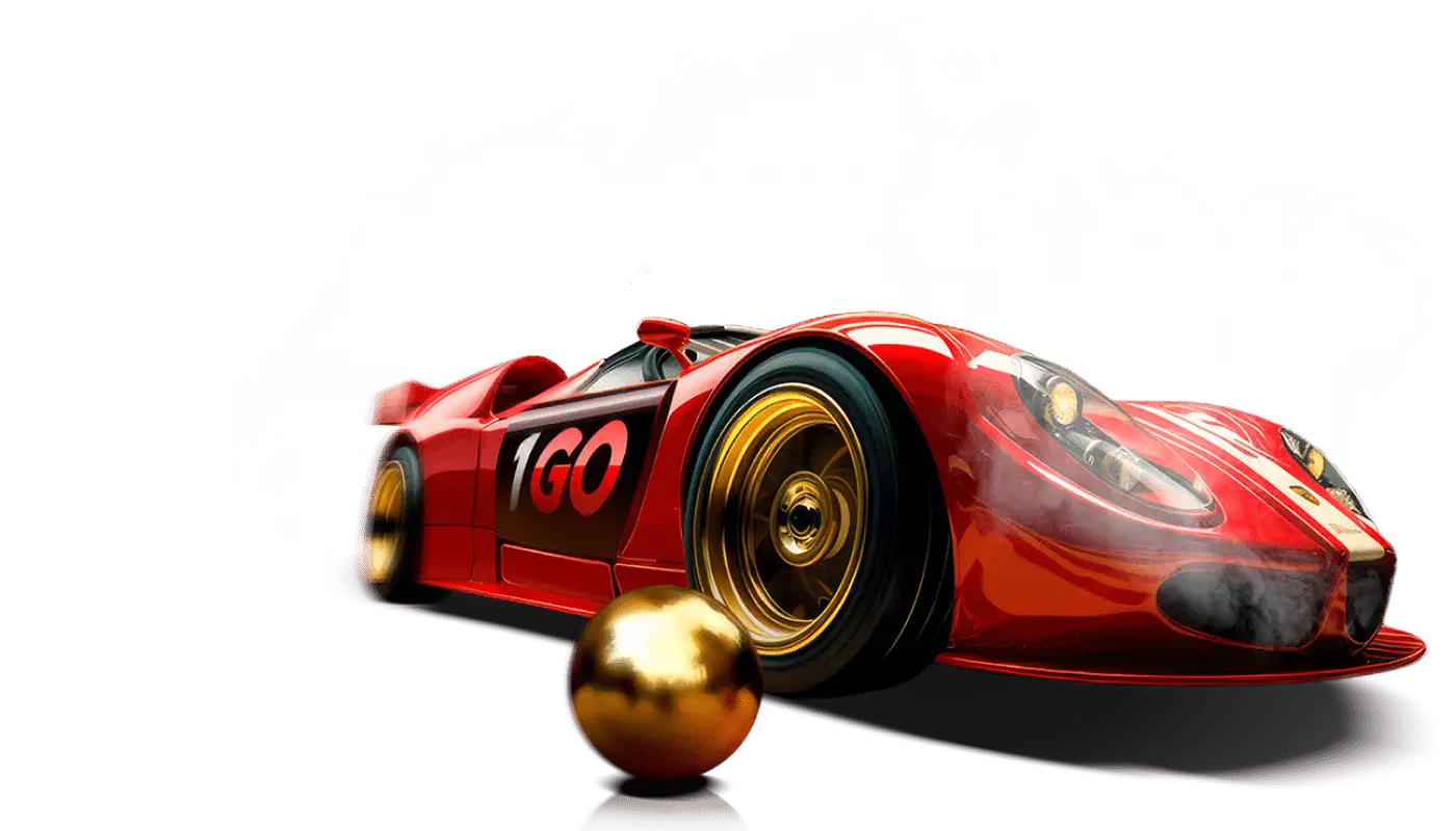 1GO Casino – roter Rennwagen mit 1GO Branding